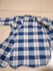 Blue &amp; White Plaid Flannel Shirt/coat