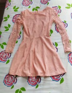 Korean pink lace dress