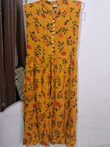 Floral Print Yellow Dress
