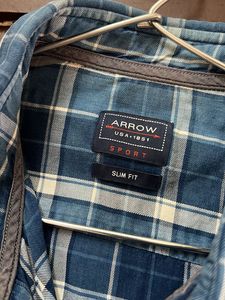 Arrow Slim Fit Checkered Blue Shirt For Men
