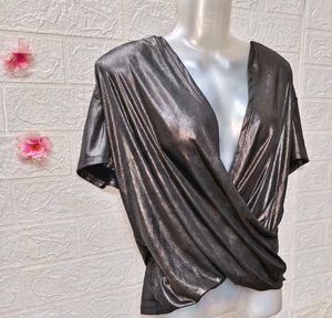 Size M/L 🎁Buy 2 Get 1 Free 🎁,Metallic Wrap Top
