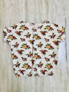 Floral Print Short Sleeve Balloon Top