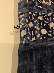 Blue Floral Print Maxi Dress with V Neck (M)