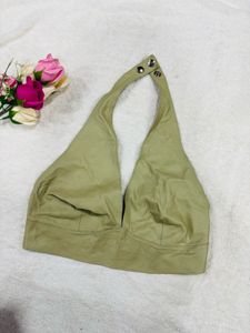 Green Leather Halter Top