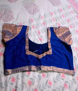 Elegent Blue &amp; Gold Blouse with margin