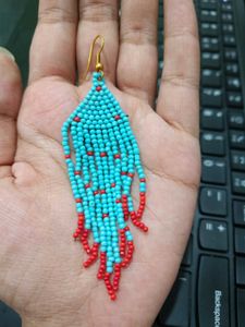 Turquoise Beaded Danglers