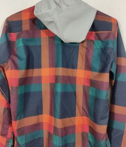 Multicolored Checked Printed Cap Attached Sweatshirt (Men)