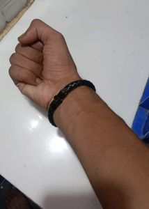Men's Adjustable With  Pin Black Braided Bracelet