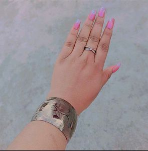 Etched Silver Tone Cuff Bracelet