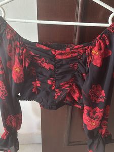 Floral Print Ruched Top