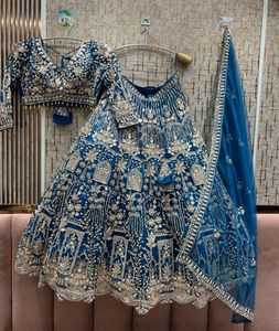 Elegant Peacock blue lehnga choli with Dupatta