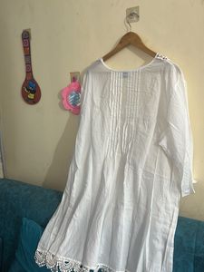 White Lace Detail Tunic Top