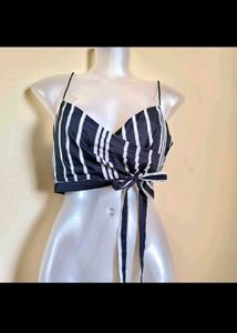 Striped Tie Crop Top Extra Small Size