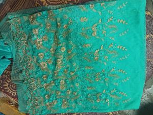 Green Embroidered Saree Blouse