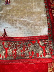 Regal Ivory &amp; Maroon Banarasi Silk Saree