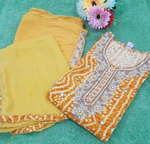 Mustard Bandhani Salwar Suit