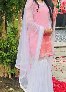 Pink Embroidered Kurta Garara Set