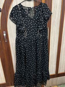 Polka Dot Black Flared Dress