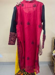 Lucknowi Kurta Set With Cotton Attached Inner