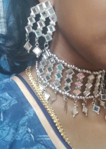 Mirror Work Jewellery Set With Bangle