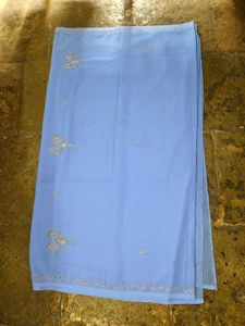Elegant Blue Zardosi Zari Work Saree