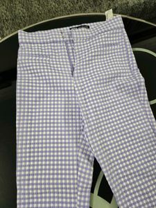 Zara Gingham checkered Cropped bootcut pant