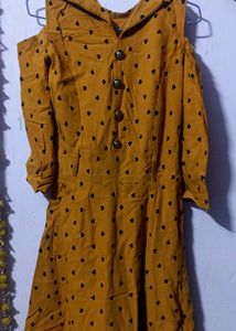 Mustard Yellow Heart Print Dress