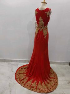 Elegant Red &amp; Gold Evening Gown