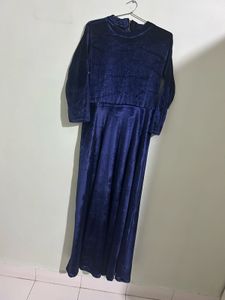 Elegant Blue Velvet Dress