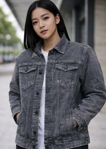 Trendy Gray Denim Jacket