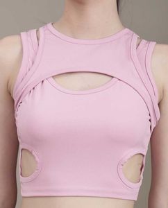 Pink Cutout Cropped Tank Top