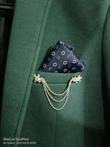 Peacock Green Men Formal/Festive Blazer