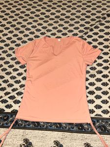 Peach Tie-Up Tunic Top