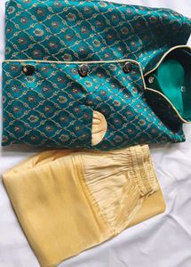 Teal & Gold Sherwani Set