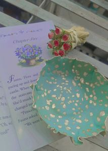 Handmade Trinket Dish - Turquoise & Golden Color ✨