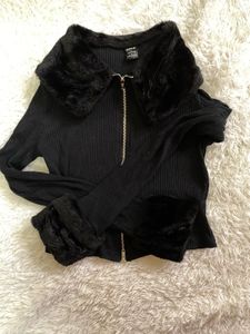 Shein Fur Trim Cardigan