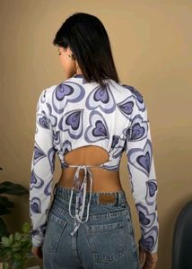 Heart Print Crop Top