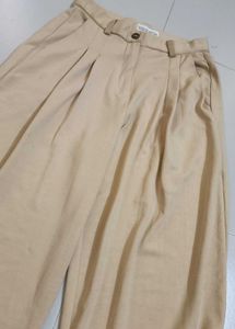 Pleated Beige Pants