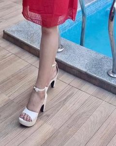 White Denill Heels - Size 41