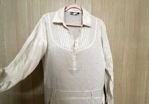 Classic Cream Striped Tunic Shirt