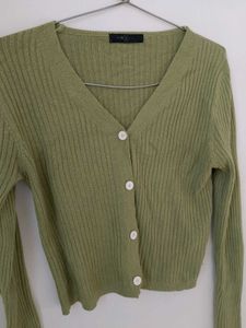 Korean Green Ribbed Top.