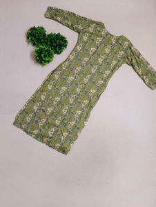 Green Floral Printed Kurti Set with Dupatta