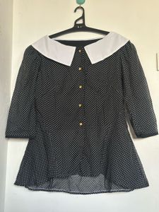 Polka Dot Peplum Top