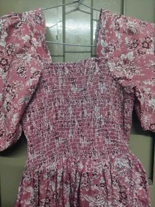 Pink Floral Midi Dress
