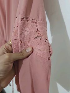 Peach Lace Sleeve Top