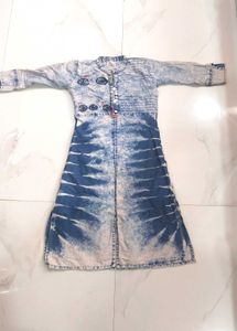 Denim Print Girl's Dress