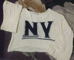 Korean Graphic Knit Crop Top