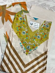 V-Neck Unstiched Suit - 100% COTTON