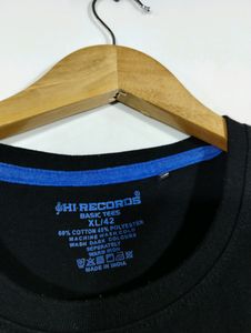Hi-records Black Round Neck T-shirt (Men)