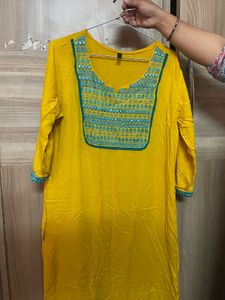 Yellow Embroidered Kurta